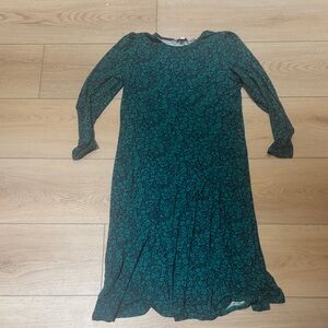 Boden Teal Floral Long Sleeve Dress